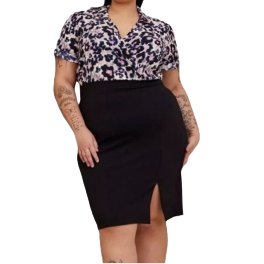 Torrid Ponte Studio Crepe Leopard Print Bodycon Dress. Size 1X (14/16.)